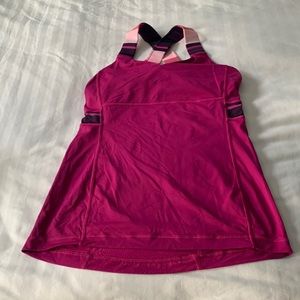 Lulu Lemon Pink purple top with built in bra and mesh back